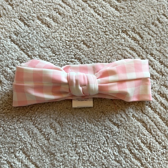 Mud pie pink and white gingham waterproof baby girl headband - Picture 12 of 12